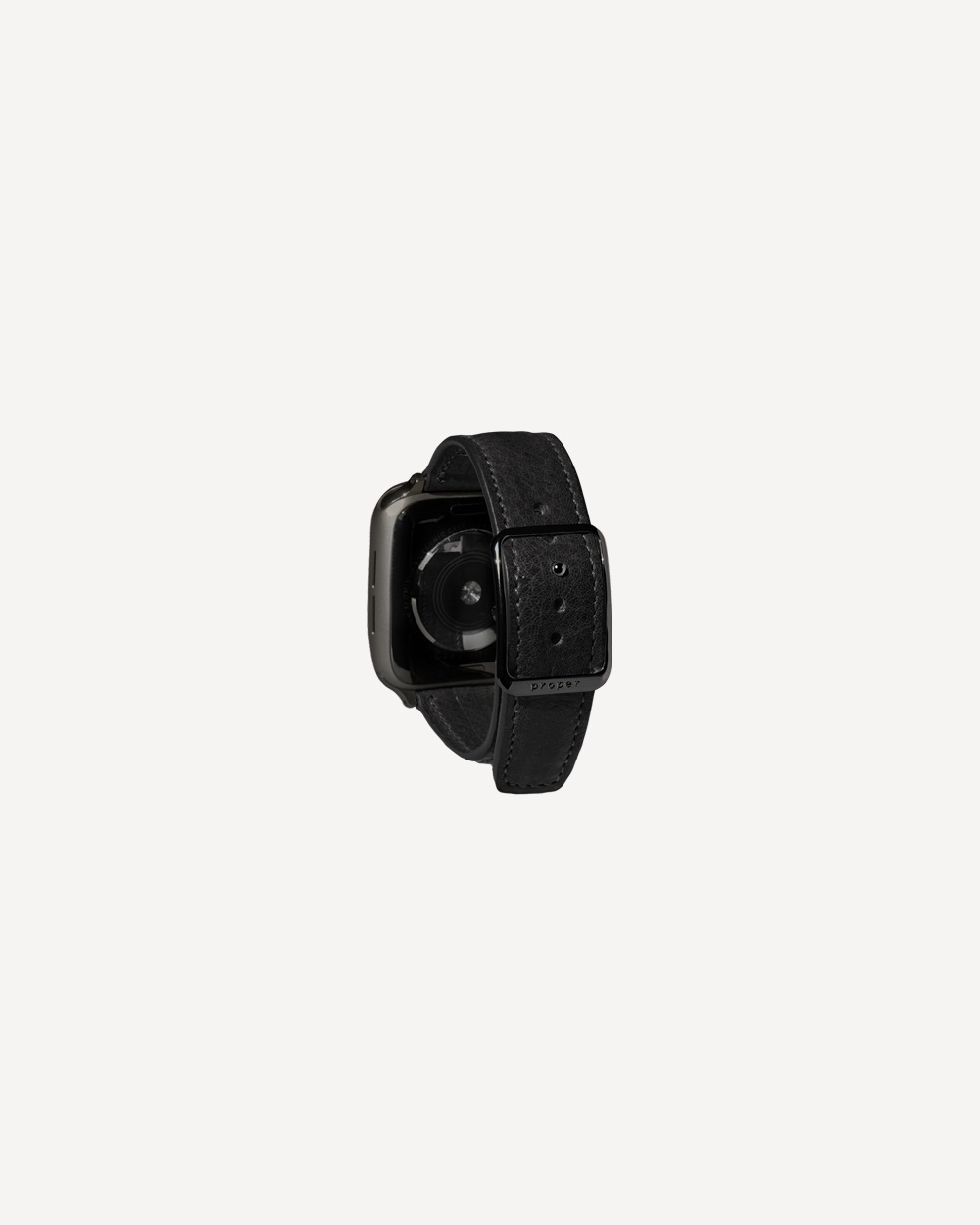 [Vege-tanned Leather] Proper Apple Watch Strap / Long Black